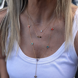 Multicolor Crystals Heart Chain